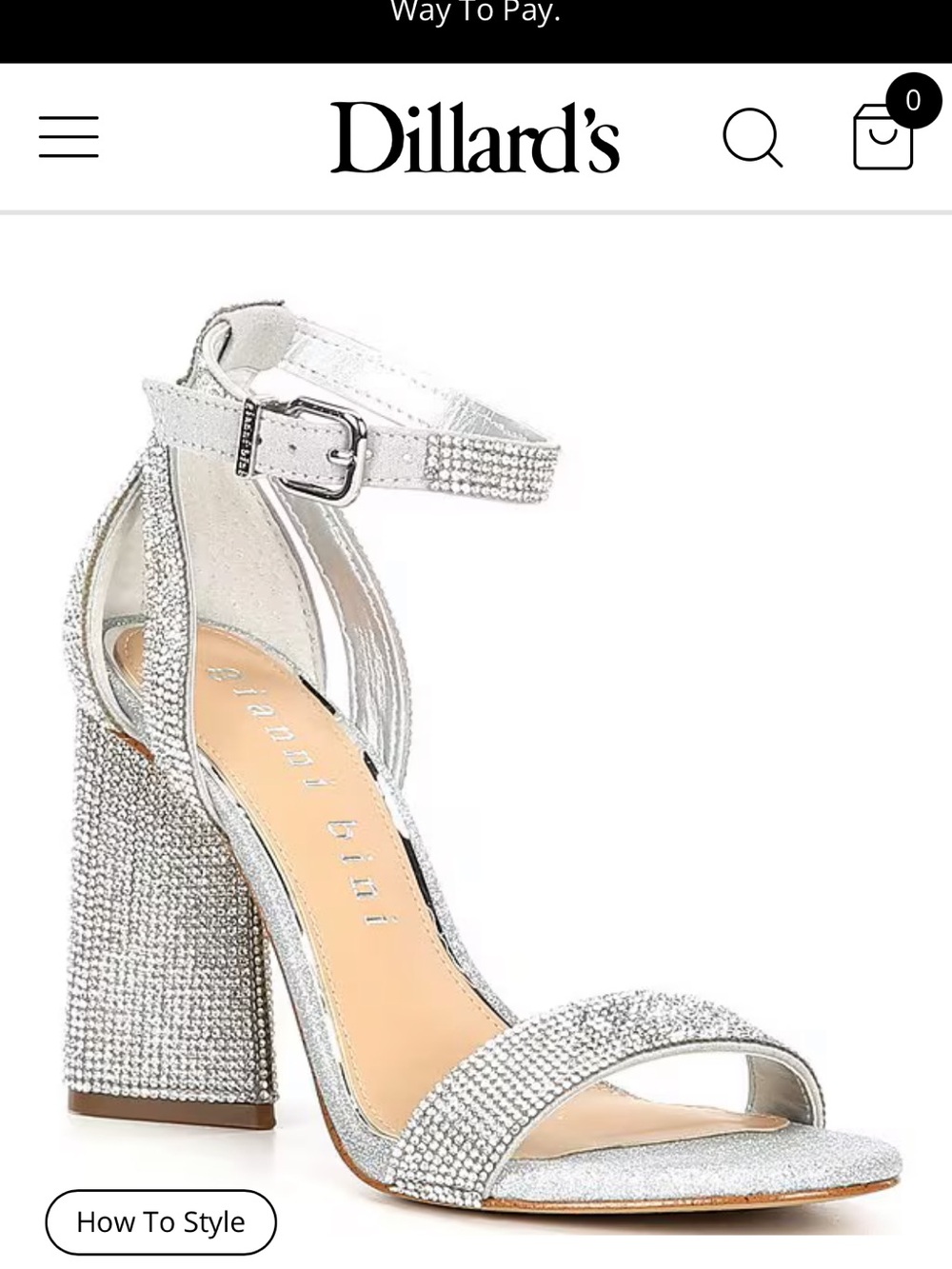 Gianni Bini Silver Rhinestone Ankle Strap Block Heel Sandal